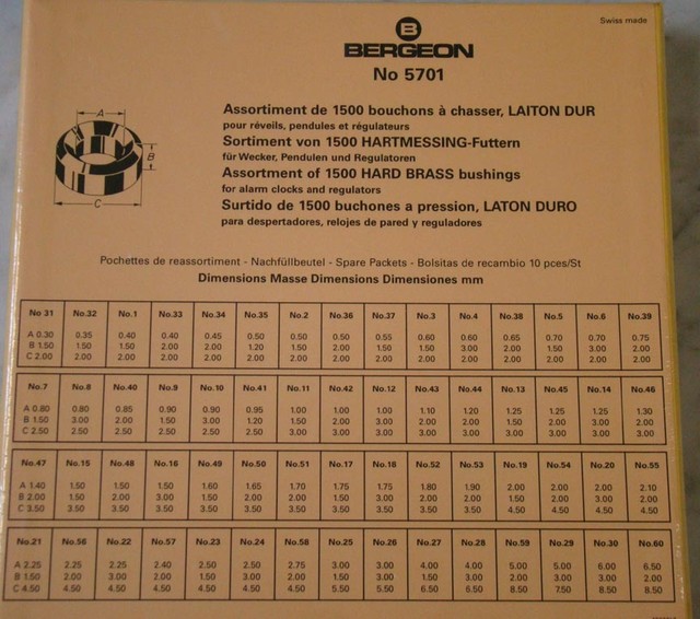 Bergeon's Deluxe Brass Bushing SetNo. 5701 eBay