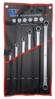 Welzh Werkzeug 6 Piece Extra Long Aviation Spanner Set Multi-Lock Profile 