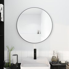 32" Round Bathroom Wall Mirror W/ Black Aluminum Frame Vanity Mirror Home Decor