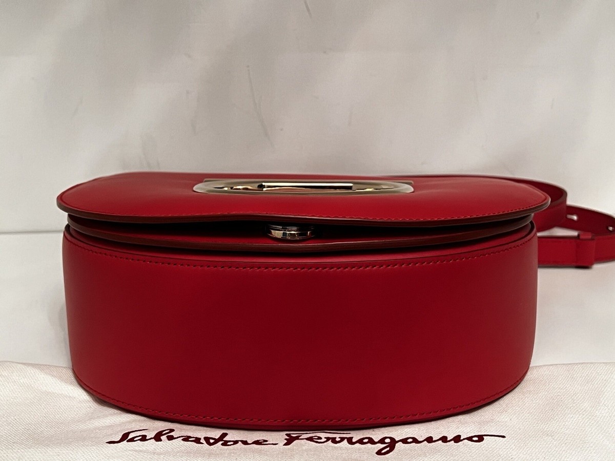 Salvatore Ferragamo Lipstick Red Leather Crossbody Bag | eBay