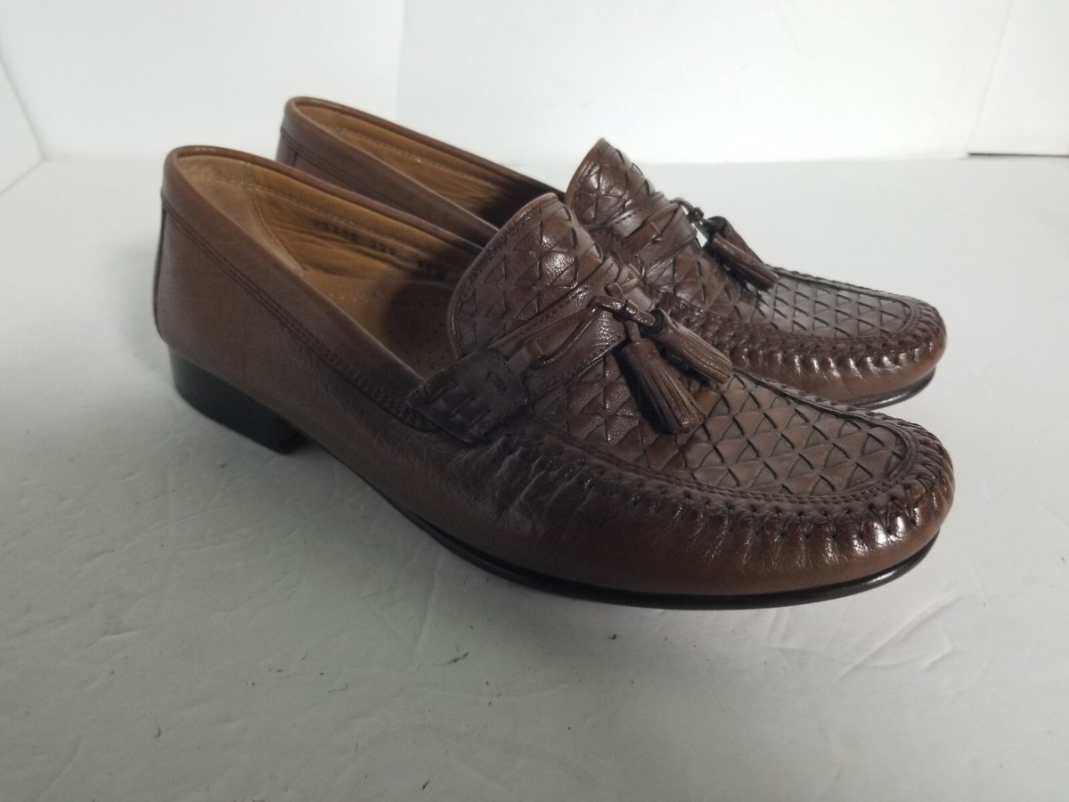 Brass Boot Tassel Leather Loafer Mens 8 W 2-Tone Brown Shoes Moccasins Moc Spain Maurizio Mid Brown Suede Tassel Loafer main image 2