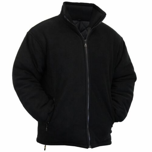 MENS EXTRA THICK FLEECE HEAVY DUTY WORK JACKET PADDED ANTI PILL WINTER BLACK  - Picture 1 of 4