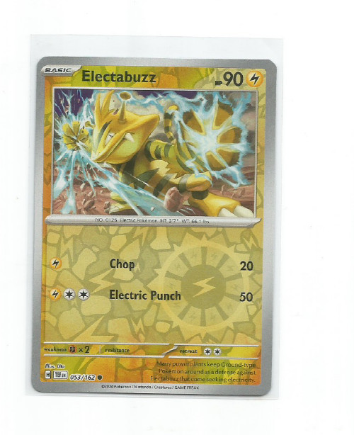 ELECTABUZZ 2024 POKEMON SCARLET & VIOLET TEMPORAL FORCES REV HOLO CARD #53/162