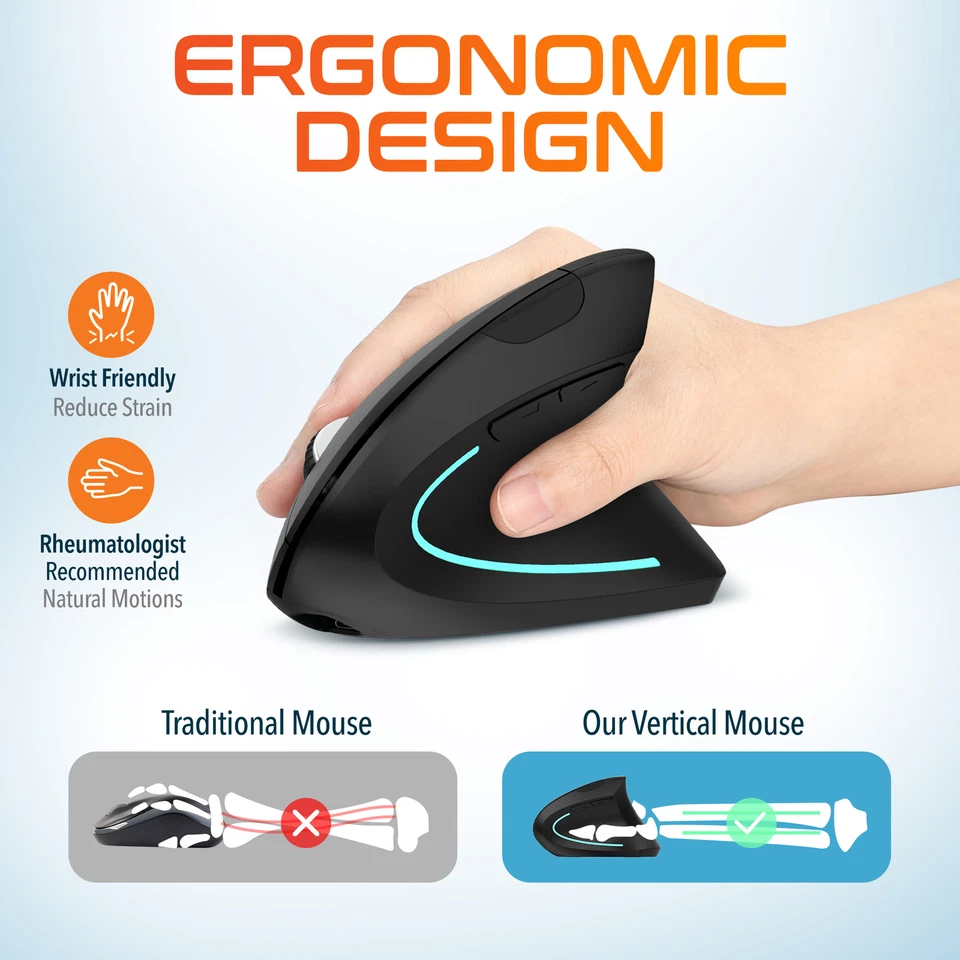 Delton S12 test Wireless Rechargeable Ergonomic Computer Mouse - Black - Image 2 of 4