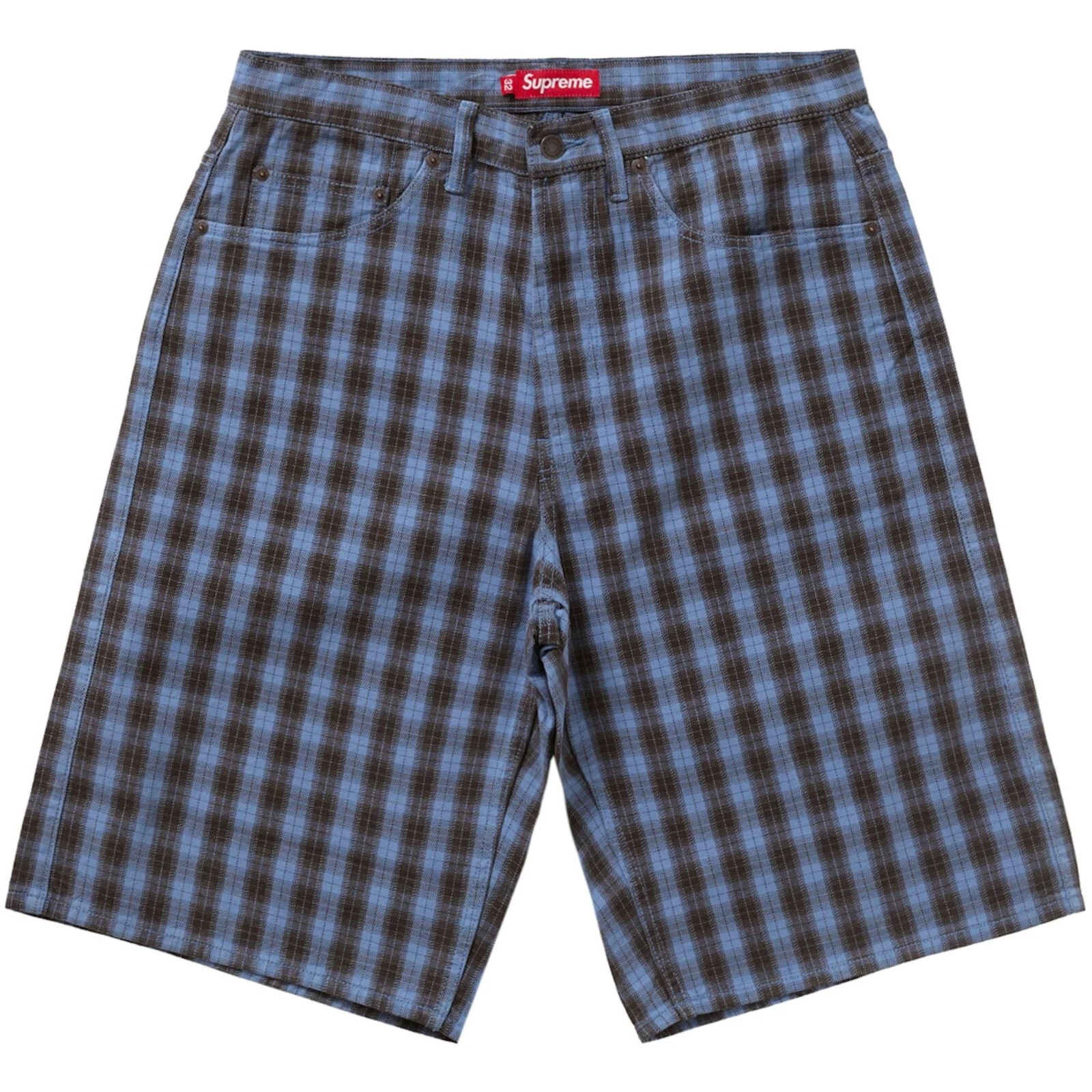Short bleu marine à carreaux baggy Supreme taille 32