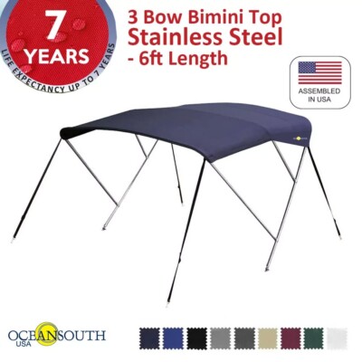 3 Bow BIMINI TOP Stainless Steel - 6ft Long | 46'' Height