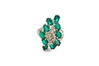 Vintage Sterling Silver 925 Green White Rhinestone Ring Size 9