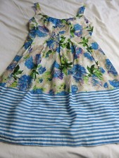 NINE WEST GORGEOUS BLUE CORN FLOWER PRINT SLEEVELESS ENGLISH SUMMER DRESS UK 8