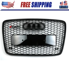 Front Bumper Radiator Vent Mesh Grille Grill For 2005-2015 Audi Q7 Gloss Black 
