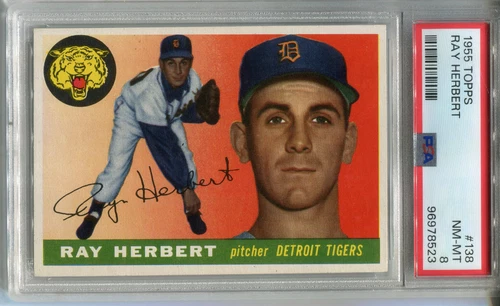 1955 Topps #138 Ray Herbert PSA 8 NM-MT Detroit Tigers