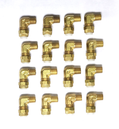 IMPERIAL 90° ELBOW ADAPTERS 3/8" TUBE X 1/8" MNPT (LOT OF 16) BRASS - 第 1/6 張圖片