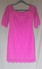 New Lilly Pulitzer Lexa Lilac Rose Scalloped Shell Lace Off Shoulder Dress XS