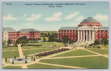 Postcard Campus Quad, Southern Methodist University, Dallas, Texas Vintage