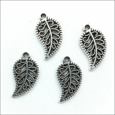 100 leaves Antique Silver Charms Pendants For Necklace Earrings Bracelet 18 10mm