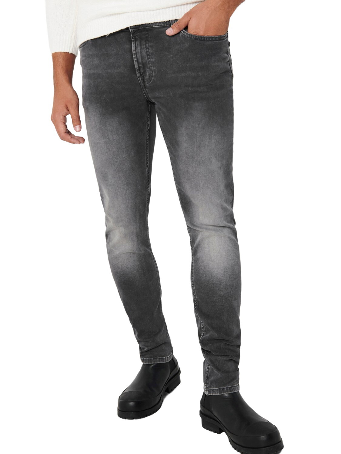 Джинсы Only - Sons Herren ONSLOOM SLIM на МОЛНИИ JOG ST 7103 - Приталенный крой - Grau - Серый 11290₽