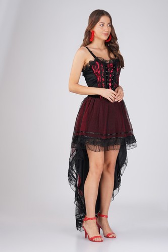 Gothic Long Corset Dress Halloween Costume Prom Party Diff Colors & Sizes - Foto 22 di 46
