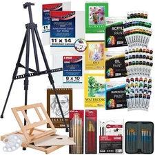 U.S. Art Supply 133-Piece Deluxe Ultimate Artist Painting Set with Aluminum a...
