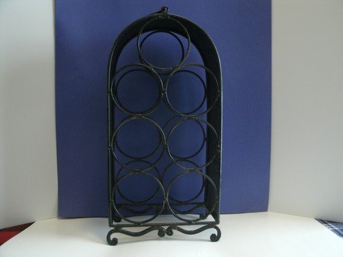 7 FLASCHEN SCHWARZ METALL WEINREGAL HALTER MIT TRAGEGRIFF