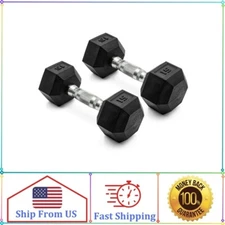 CAP Barbell, 15lb Coated Rubber Hex Dumbbell, Pair