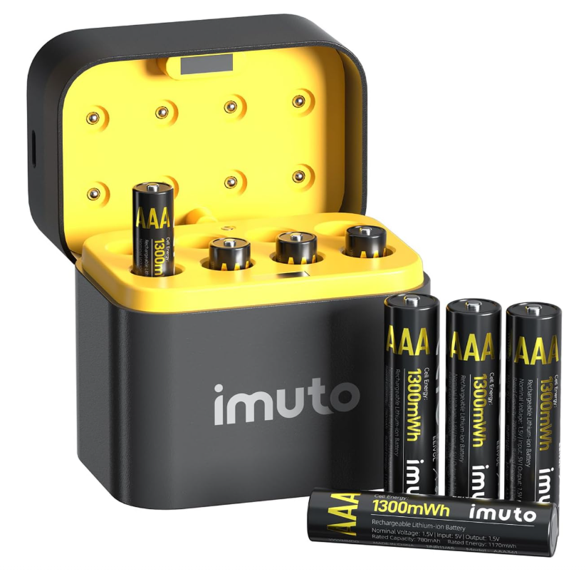 8-Pack Long-Lasting 1.5V Lithium AAA Rechargeable Batteries with Fast Charger - 1300mWh-image