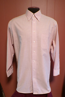 STAFFORD Essentials Men's Oxford Pink Striped Button-Down 16.5 / 32-33