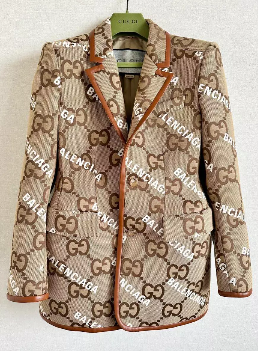 Gucci Canvas-Leather Logo Blazer