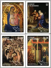 St. Vincent 2013 - Christmas Paintings Art - Set of 4 Stamps Scott 3889-92 - MNH