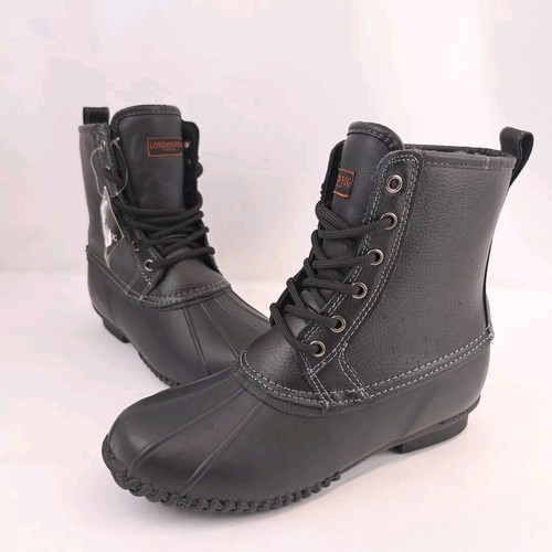 London Fog Women's LFM-Sutton Black Leather Size 7 M Duck Waterproof Boots - Picture 7 of 15