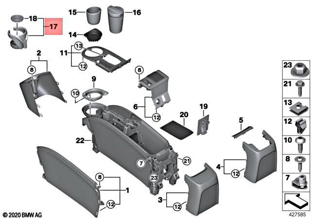 Genuine BMW I I3 I3s I01 i3 120Ah Rex 60Ah 94Ah Drink Holder  