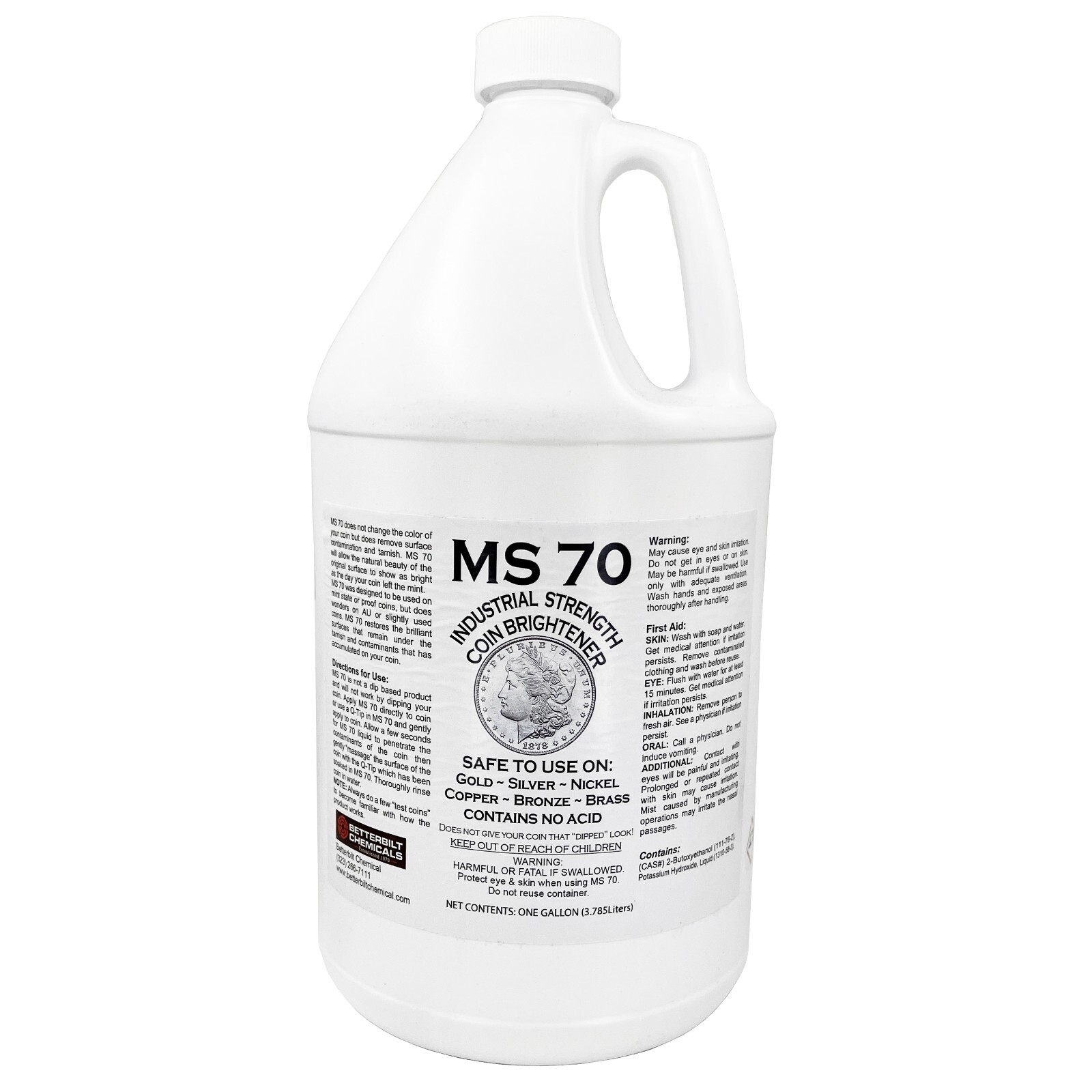 MS 70 8 oz. Coin Cleaner Brightener for Gold Silver Copper Bronze Brass  Nickel - St. Simons Island.com