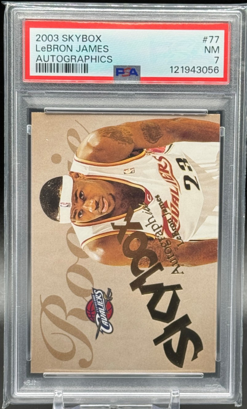 2003 Skybox LeBron James #77 Autographics Rookie RC /1500 - PSA 7