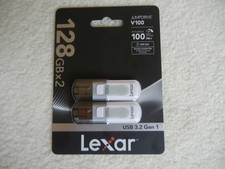 Lexar Jumpdrive V100 USB 3.2 Gen 1 128GB 2 Pack NEW