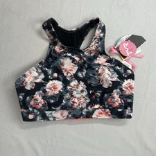 TYR Padma Kira Medium Support Sports Bra Swim Top, Black Coral XS 0/2 New