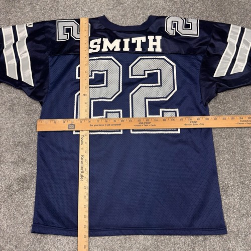 Emmitt Smith Dallas Cowboys Jersey Boys XL Blue Vintage NFL Football Wilson 22 - Picture 9 of 11