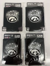 RARE! 4 Iowa Hawkeyes GO HAWKS! Can Cooler Koozie IPG Team Sports FAST FREE SHIP
