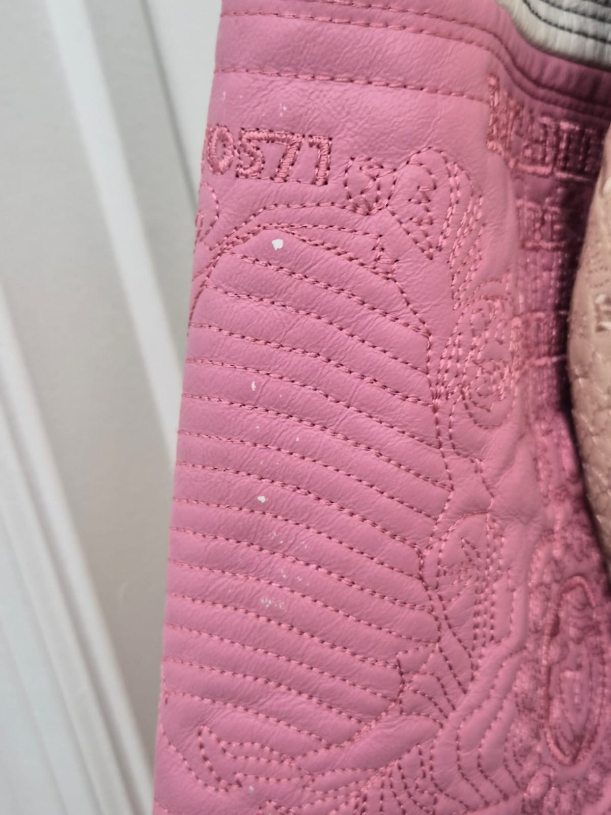 vintage Patchwork leather bomber jacket With Embr… - image 10