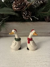 Mini Cracker Barrel Christmas Geese Salt and Pepper Shakers-