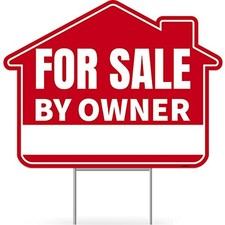 1PC For Sale By Owner Sign with Stakes, 17 Inches by 13 Inches - Double 1 Pack