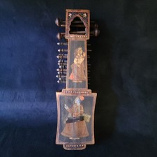Antikes handgeschnitztes Sindhi Indianer Sarangi Saitenbogen Volksinstrument Vintage