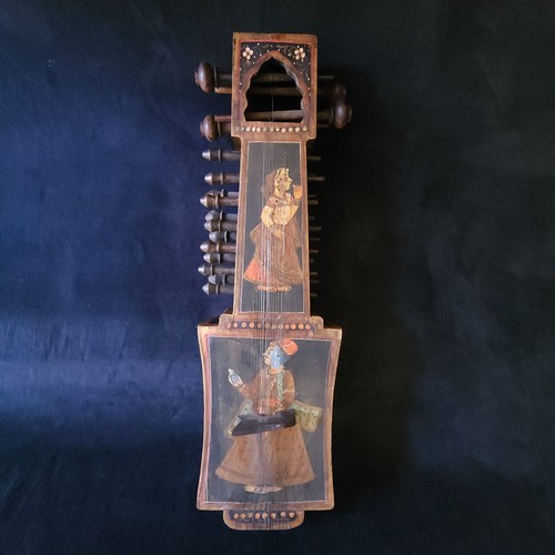 Antique Hand-Carved Sindhi Indian Sarangi Stringed Bowed Folk Instrument Vintage