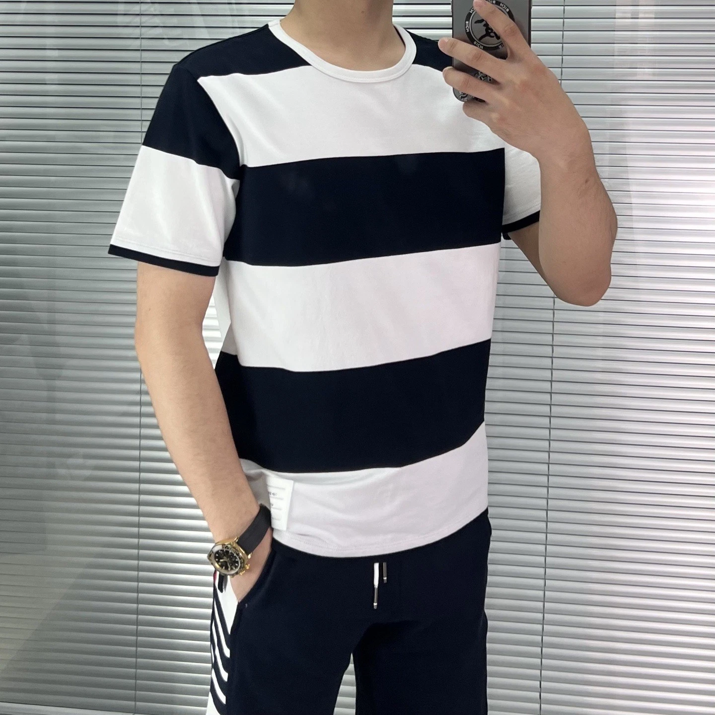 T shirt girocollo Thom Browne uomo donna estiva classica nuova a righe casual