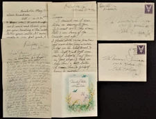 LOT 1945 antique VERNON LEININGER denver pa 4 LETTERS reinholds GRANDPARENTS 