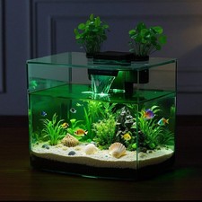 3.5 Gallon Fish Tank Aquarium Starter Kit 3 Color Light Home Office Bowl