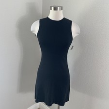 NEW Solid & Striped Dress Womens Medium Black Ribbed Tank Bodycon Knit Mini