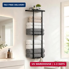 3-Tier Wall Mounted Towel Rack for Bathroom Storage  Black