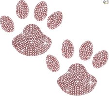 2 PCS Bling Dog Paw Sticker, Sparkly Crystal Rhinestone Paw Print Color: Pink