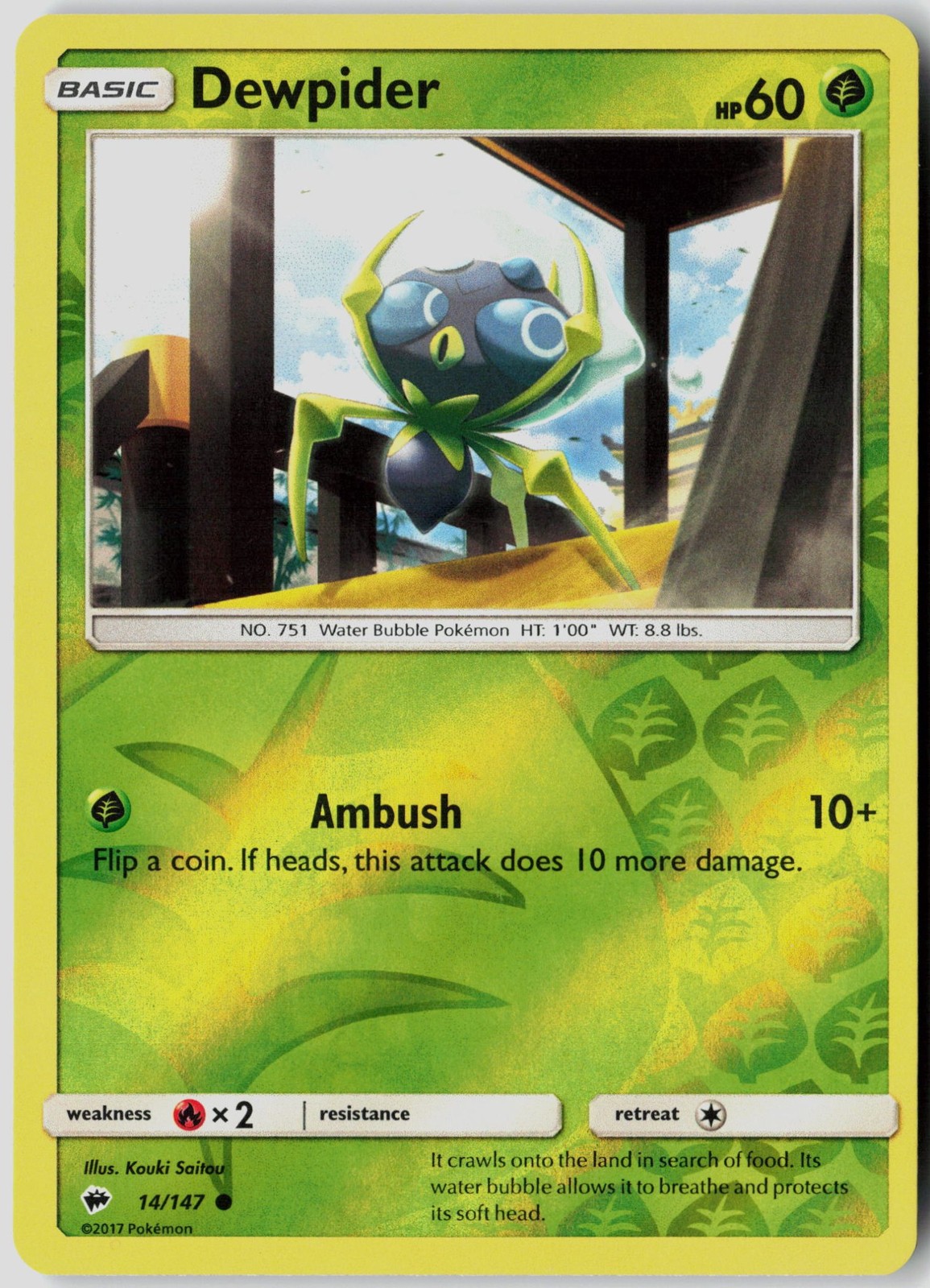 Pokemon - Dewpider Reverse Holofoil SM - Burning Shadows [SM03 - 14/147] NM C...