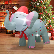 Christmas Inflatable Elephant 4.5Ft Festive Decoration Cute Design with Santa