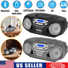 Portable Boombox CD Player  Cassette Recorder AM/FM Radio Bluetooth MP3 Player