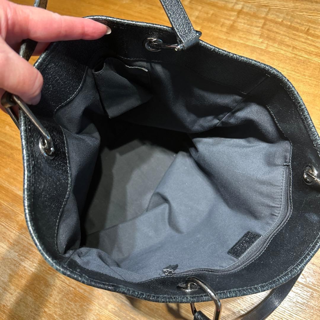 GUCCI Canvas Tote Bag Women Black Silver Hardware Durable Authentic thumbnail 13